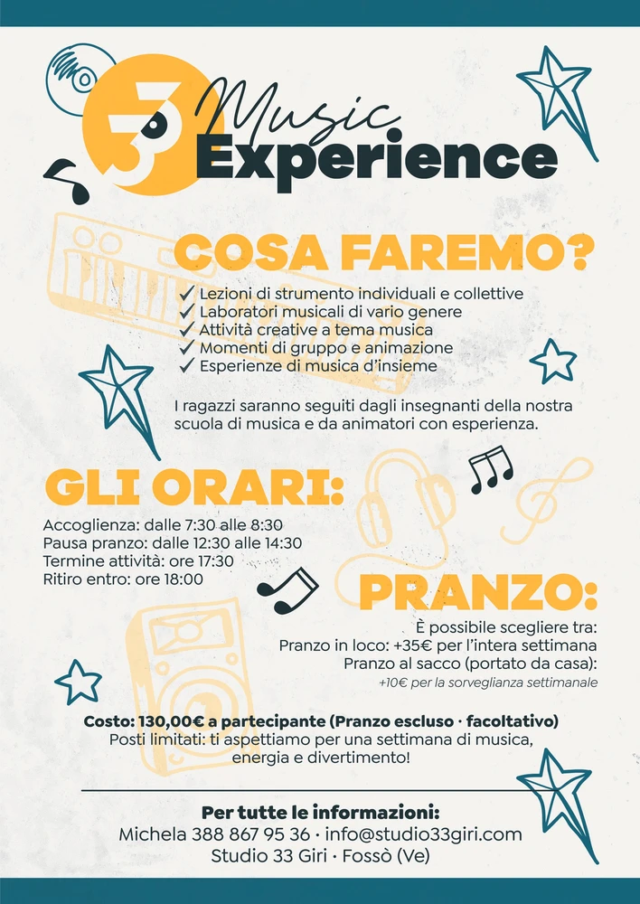 33 Music Experience - Centro Estivo 2026 | Poliambulatorio Villa Ferri Medica